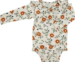 Loulou Lollipop Long Sleeve Bodysuit in TENCEL - Flower Vine (0-3 M)