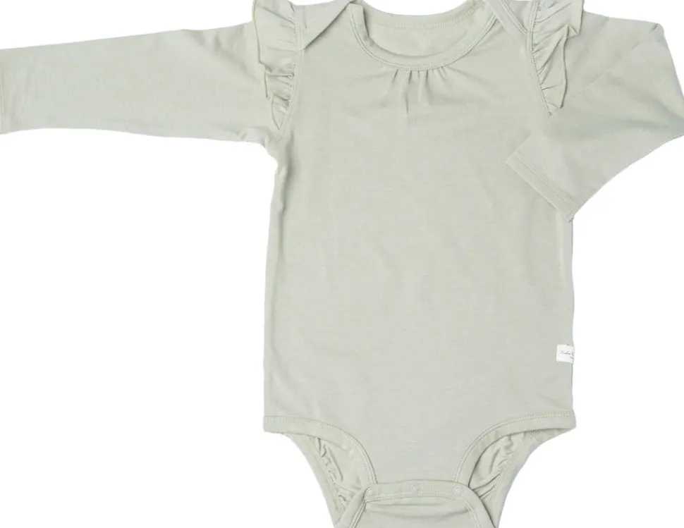 Loulou Lollipop Long Sleeve Bodysuit in TENCEL - Sage (6-12 M)