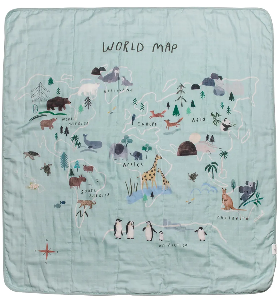 Loulou Lollipop Muslin Quilt - World Map