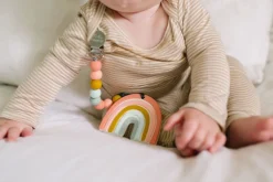 Loulou Lollipop Silicone Teether with Clip - Pastel Rainbow