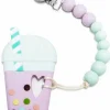 Loulou Lollipop Silicone Teether with Clip - Taro Milk Tea - Lilac/Mint