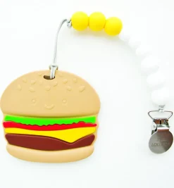 Loulou Lollipop Silicone Teether with Clip - Burger