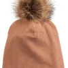 Loulou Lollipop Waffle Pom Pom Hat, 12-24 Months - Cinnamon