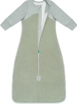 Love To Dream Long Sleeve Sleep Bag Organic Cotton Fleece Mild, 6-18 M - Olive Marl