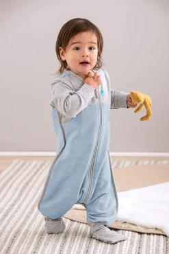 Love To Dream Long Sleeve Sleep Suit Organic Cotton Mild, 12-24 M - Dusty Blue