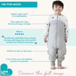 Love To Dream Short Sleeve Sleep Suit Organic Cotton Mild, 24-36 M - Dreamer White