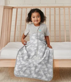 Love To Dream Short Sleeve Sleep Bag Organic Cotton Mild, 6-18 M - Doves Grey