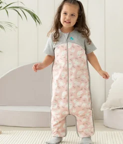 Love To Dream Short Sleeve Sleep Suit Organic Cotton Mild, 12-24 M - Doves Dusty Pink