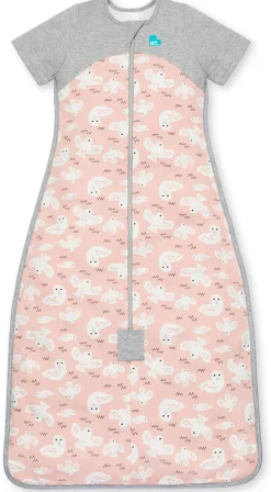 Love To Dream Short Sleeve Sleep Bag Organic Cotton Mild, 6-18 M - Doves Dusty Pink