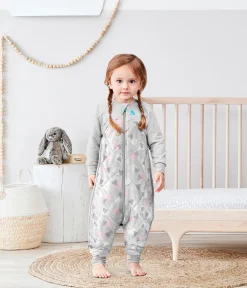 Love To Dream Sleep Suit Quilted Organic Cotton/Merino Wool 2.5 TOG, 12-24 M - Bah Bah Sheep Pink