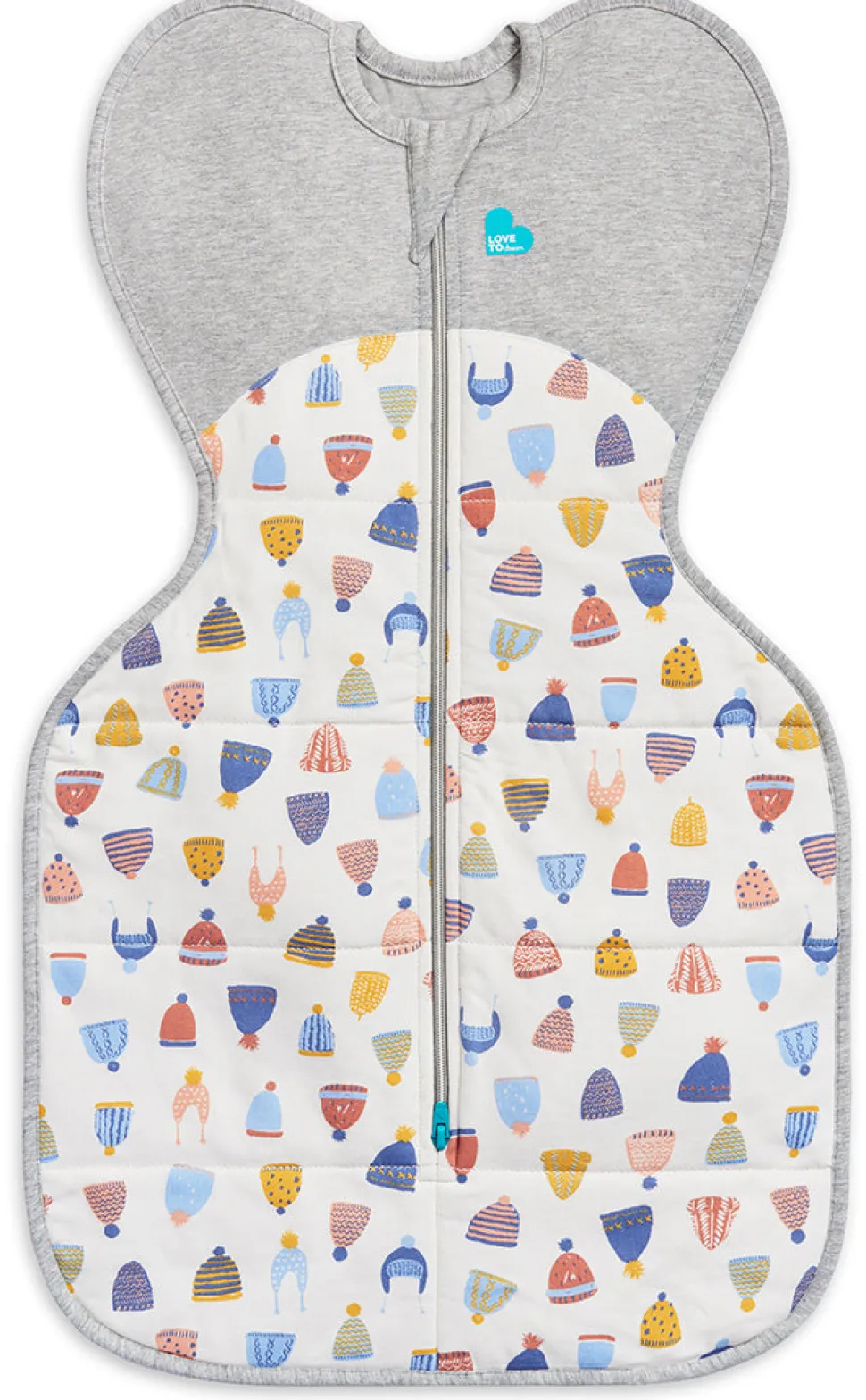 Love To Dream Swaddle UP Designer Collection Quilted Cotton 2.5 TOG, Newborn - Happy Hats White