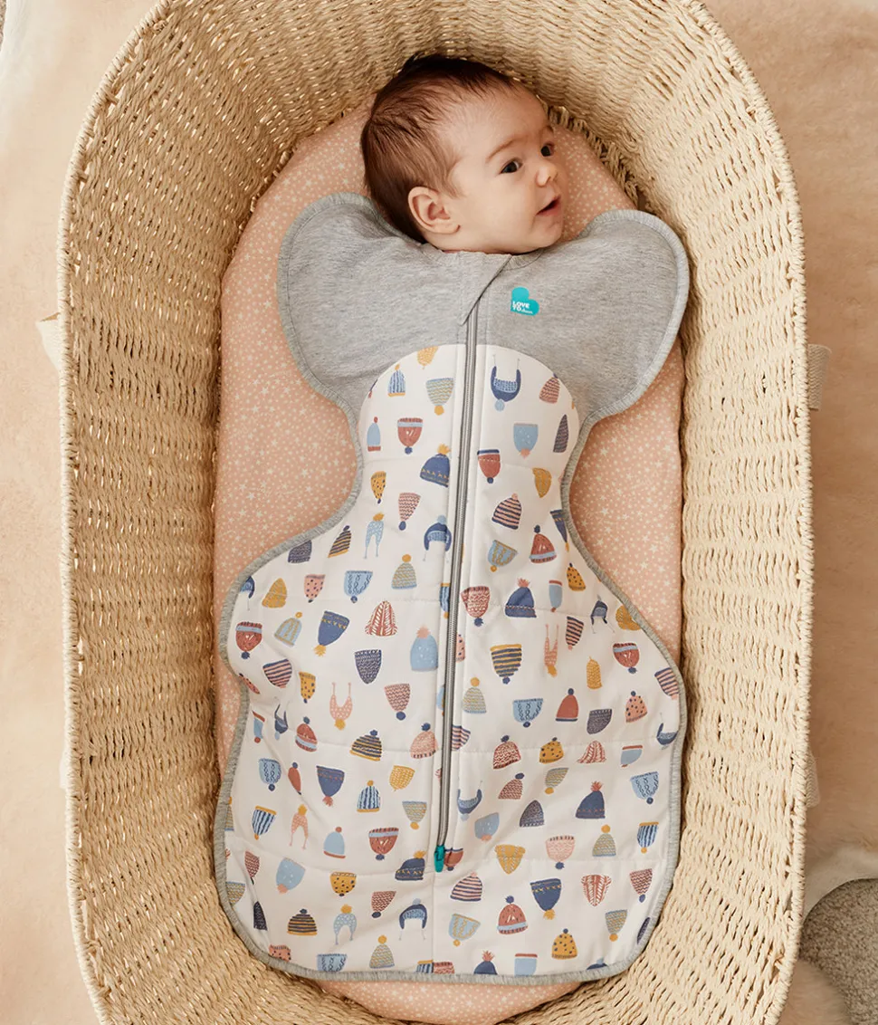 Love To Dream Swaddle UP Designer Collection Quilted Cotton 2.5 TOG, Newborn - Happy Hats White
