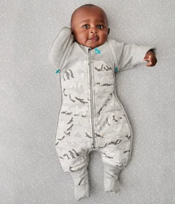 Love To Dream Swaddle UP Transition Suit Quilted Cotton 3.5 TOG, Medium - Penguin Parade Grey