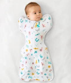 Love To Dream Swaddle UP Ecovero Moderate, Newborn - Alphabet Soup White