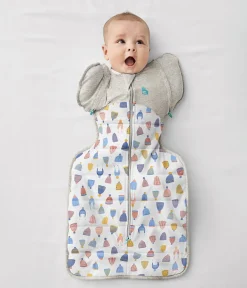 Love To Dream Swaddle UP Designer Collection Transition Bag Quilted Cotton 2.5 TOG, Large - Happy Hats White
