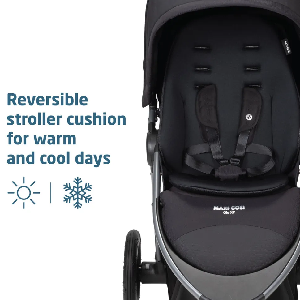 Maxi-Cosi Gia XP Luxe 3-Wheel Travel System - Midnight Black