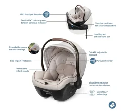 Maxi-Cosi Tana 360 + Peri 180 Rotating Infant Car Seat Travel System Bundle - Onyx Heritage