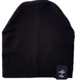 millie+roo Rib Beanie - Black, Medium (18M-4Y)
