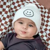 millie+roo Smile Rib Knit Beanie - White (0-1Y)