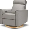 Monogram by Namesake Willa Plus Electric Glider Recliner w/ Electric Headrest - Performance Grey Eco-Weave w/Light Wood Base