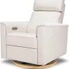 Monogram by Namesake Willa Plus Electric Glider Recliner w/ Electric Headrest - Performance Cream Eco-Weave w/Light Wood Base