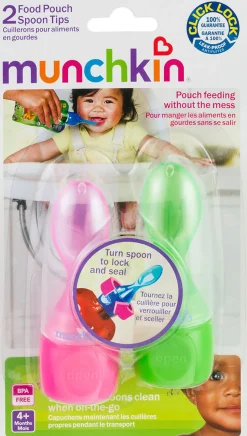 Munchkin Click Lock Food Pouch Spoons, 2-pk - Green/Pink