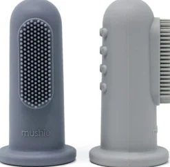 Mushie Finger Toothbrush Set - Tradewinds / Stone