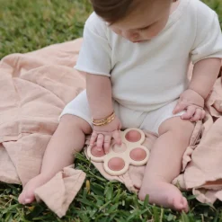 Mushie Flower Press Toy - Rose / Blush / Shifting Sand