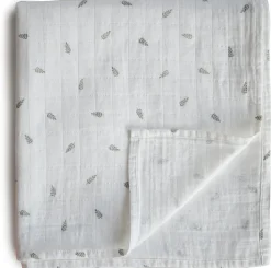 Mushie Organic Cotton Muslin Swaddle Blanket - Leaves