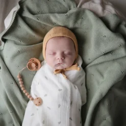 Mushie Organic Cotton Muslin Swaddle Blanket - Leaves