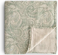 Mushie Organic Cotton Muslin Swaddle Blanket - Green Paisley