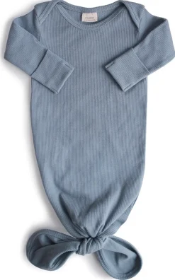 Mushie Ribbed Knotted Baby Gown - Tradewinds