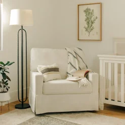 Namesake Crawford Pillowback Chair and a Half, Comfort Swivel Glider - Performance Cream Eco-Weave