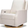 Namesake Crewe Electronic Swivel Glider Recliner w/ USB - Performance Cream Eco-Weave w/Light Wood Base
