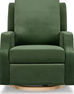 Namesake Crewe Swivel Glider Recliner - Forest Green Velvet w/Light Wood Base