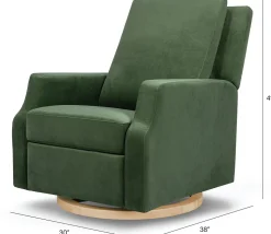 Namesake Crewe Swivel Glider Recliner - Forest Green Velvet w/Light Wood Base