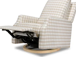 Namesake Crewe Swivel Glider Recliner - Tan Gingham w/Light Wood Base