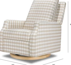 Namesake Crewe Swivel Glider Recliner - Tan Gingham w/Light Wood Base