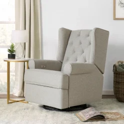 Namesake Harbour Electronic Swivel Glider Recliner w/USB - Performance Grey Eco-Weave