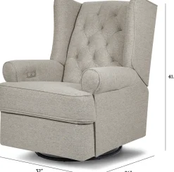 Namesake Harbour Electronic Swivel Glider Recliner w/USB - Performance Grey Eco-Weave