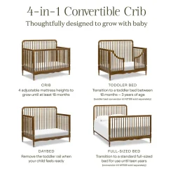 Namesake Liberty 4-in-1 Convertible Spindle Crib - Natural Walnut