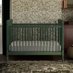 Namesake Liberty 3-in-1 Convertible Spindle Crib w/Toddler Bed Conversion Kit - Forest Green