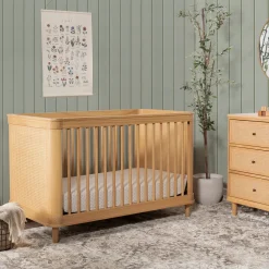 Namesake Marin w/ Cane 3-in-1 Convertible Crib - Honey / Honey Cane