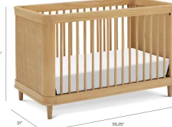 Namesake Marin w/ Cane 3-in-1 Convertible Crib - Honey / Honey Cane