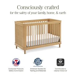 Namesake Marin w/ Cane 3-in-1 Convertible Crib - Honey / Honey Cane