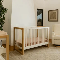 Namesake Nantucket 3-in-1 Convertible Crib w/Toddler Bed Conversion Kit - Warm White / Honey