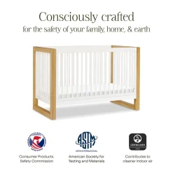 Namesake Nantucket 3-in-1 Convertible Crib w/Toddler Bed Conversion Kit - Warm White / Honey