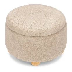 Namesake Tuffet Storage Ottoman - Chai Shearling with Honey Ball Feet