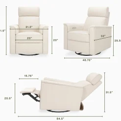 Namesake Willa Plus Electric Glider Recliner w/ Electric Headrest - Performance Ivory Boucle