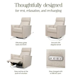 Namesake Willa Plus Electric Glider Recliner w/ Electric Headrest - Performance Beach Eco-Weave
